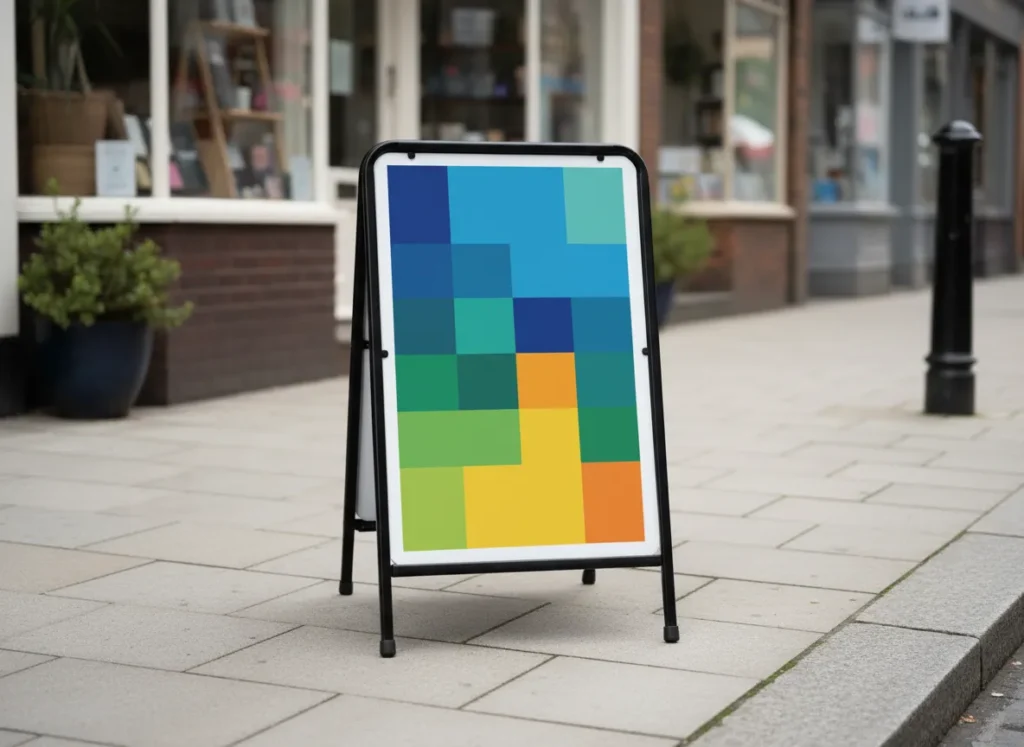 A-board pavement sign on a UK high street