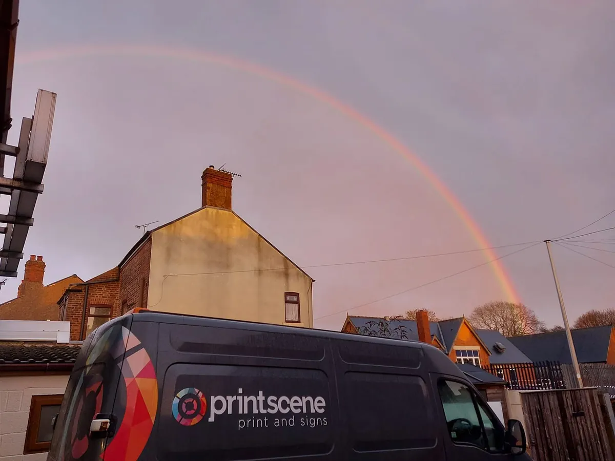 The Printscene branded van outside the Alfreton workshop